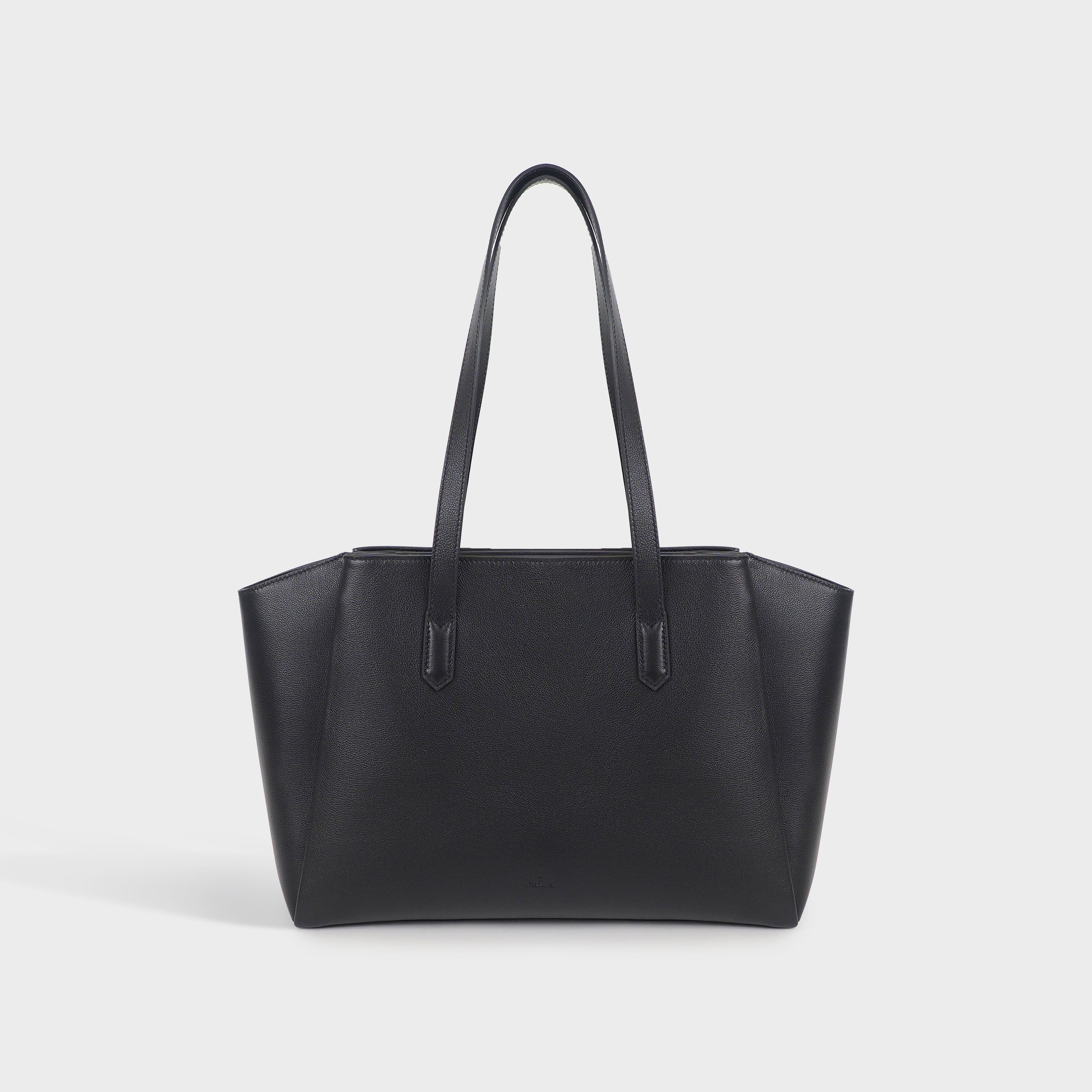 Agiki Classic Black: Organized Leather Convertible Work Bag – AGIKI
