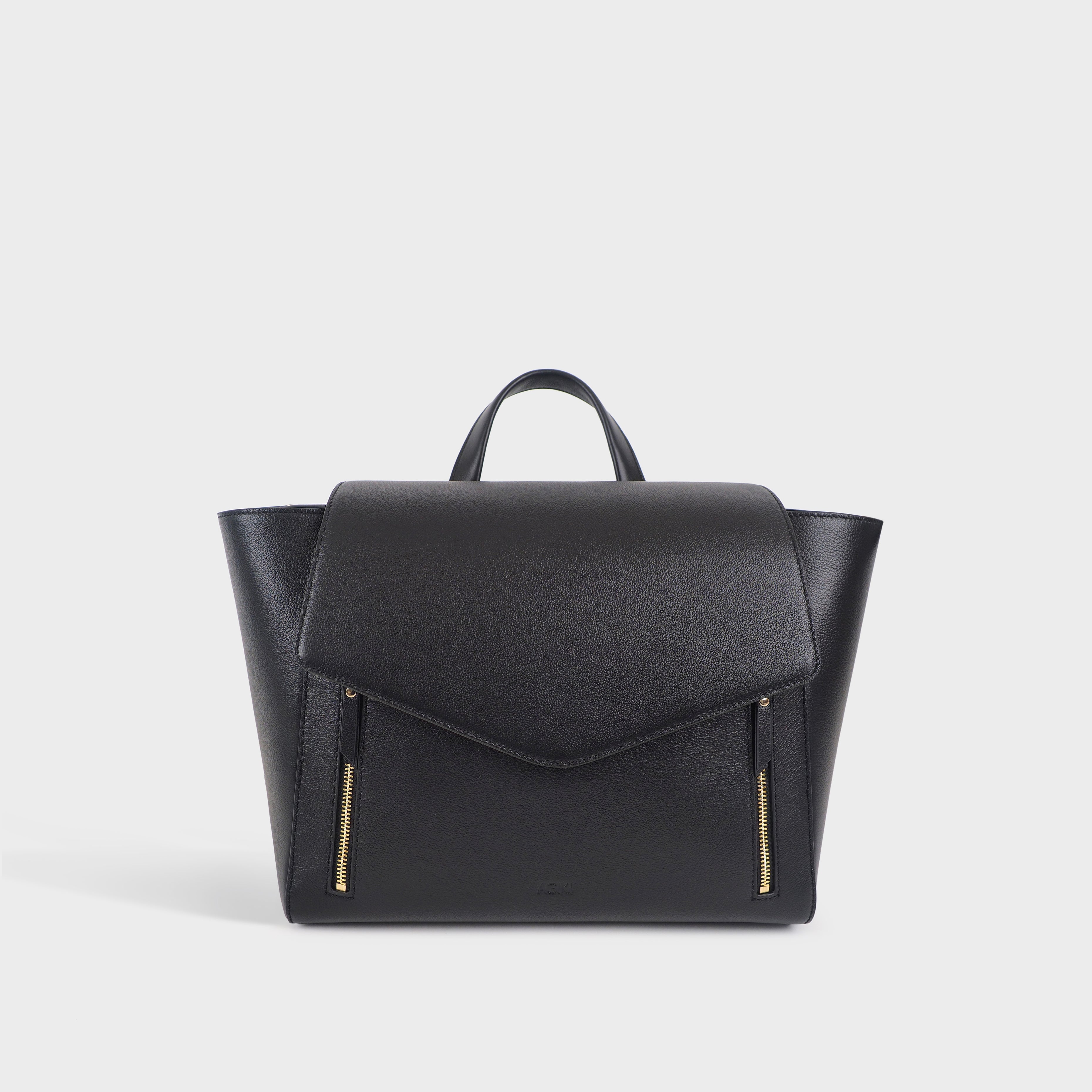 Agiki Classic Black: Organized Leather Convertible Work Bag – AGIKI