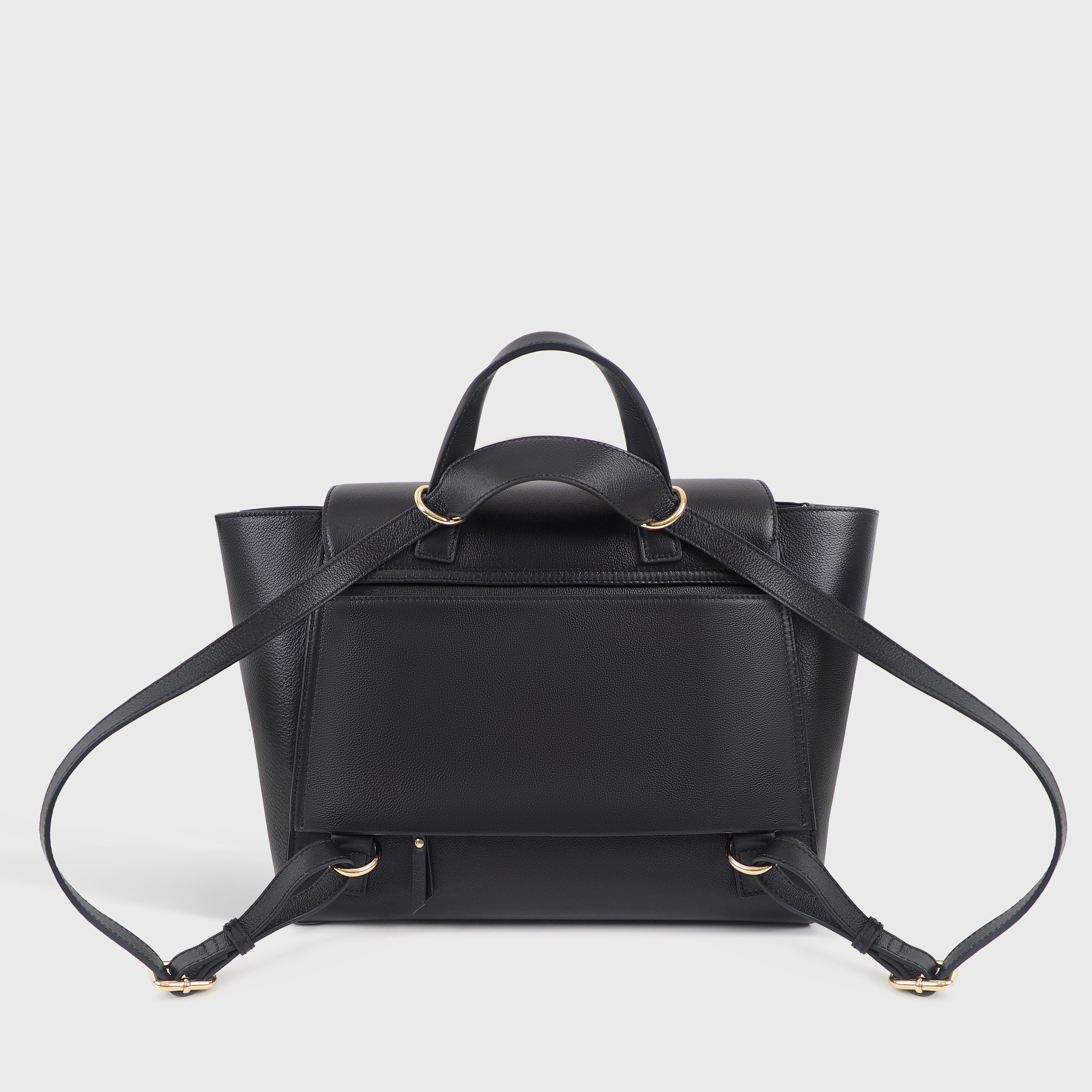 Agiki Classic Black: Organized Leather Convertible Work Bag – AGIKI