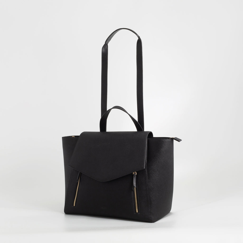 versatile laptop bag for women. AGIKI Classic black genuine leather convertible laptop work bag for women with adjustable strap.