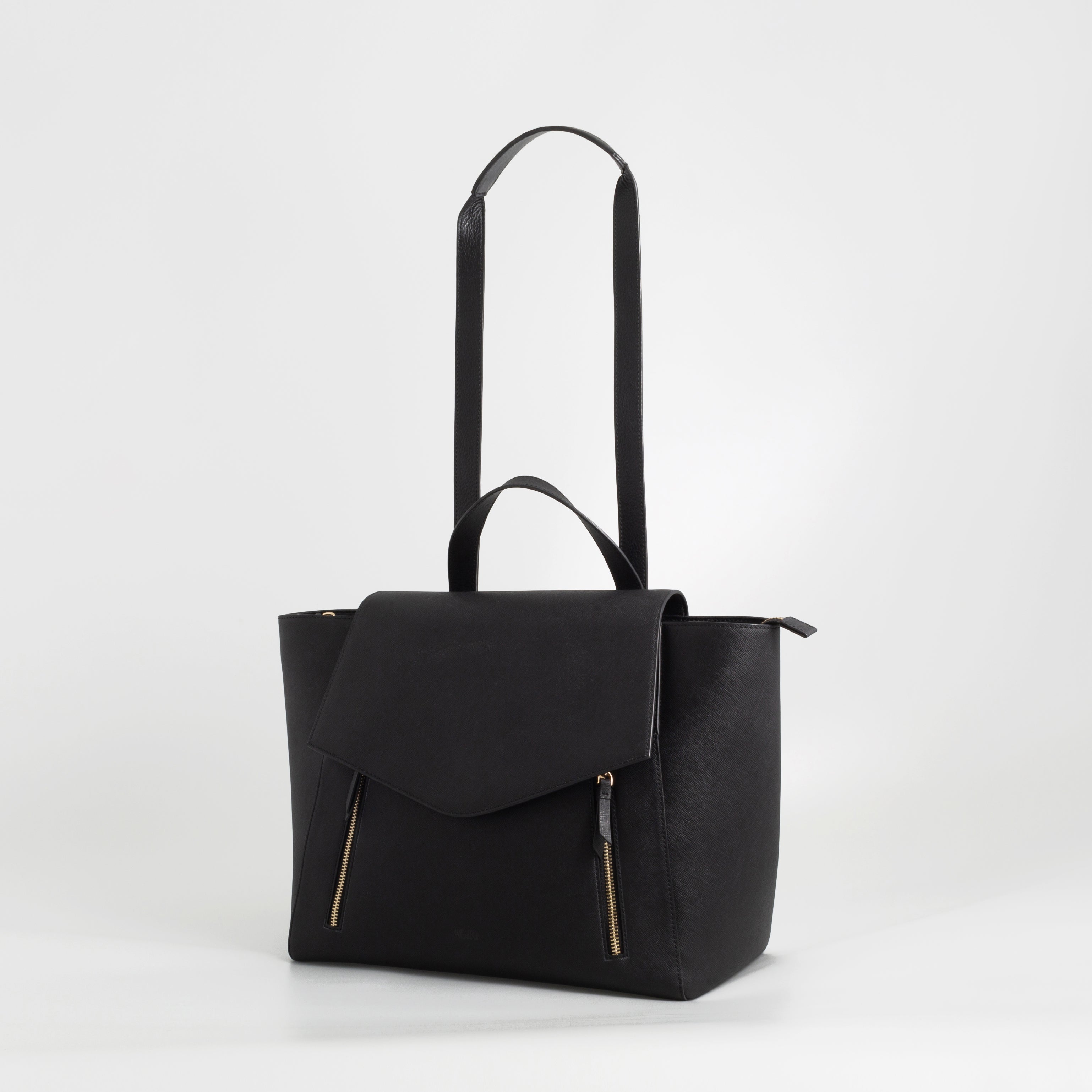 versatile laptop bag for women. AGIKI Classic black genuine leather convertible laptop work bag for women with adjustable strap.