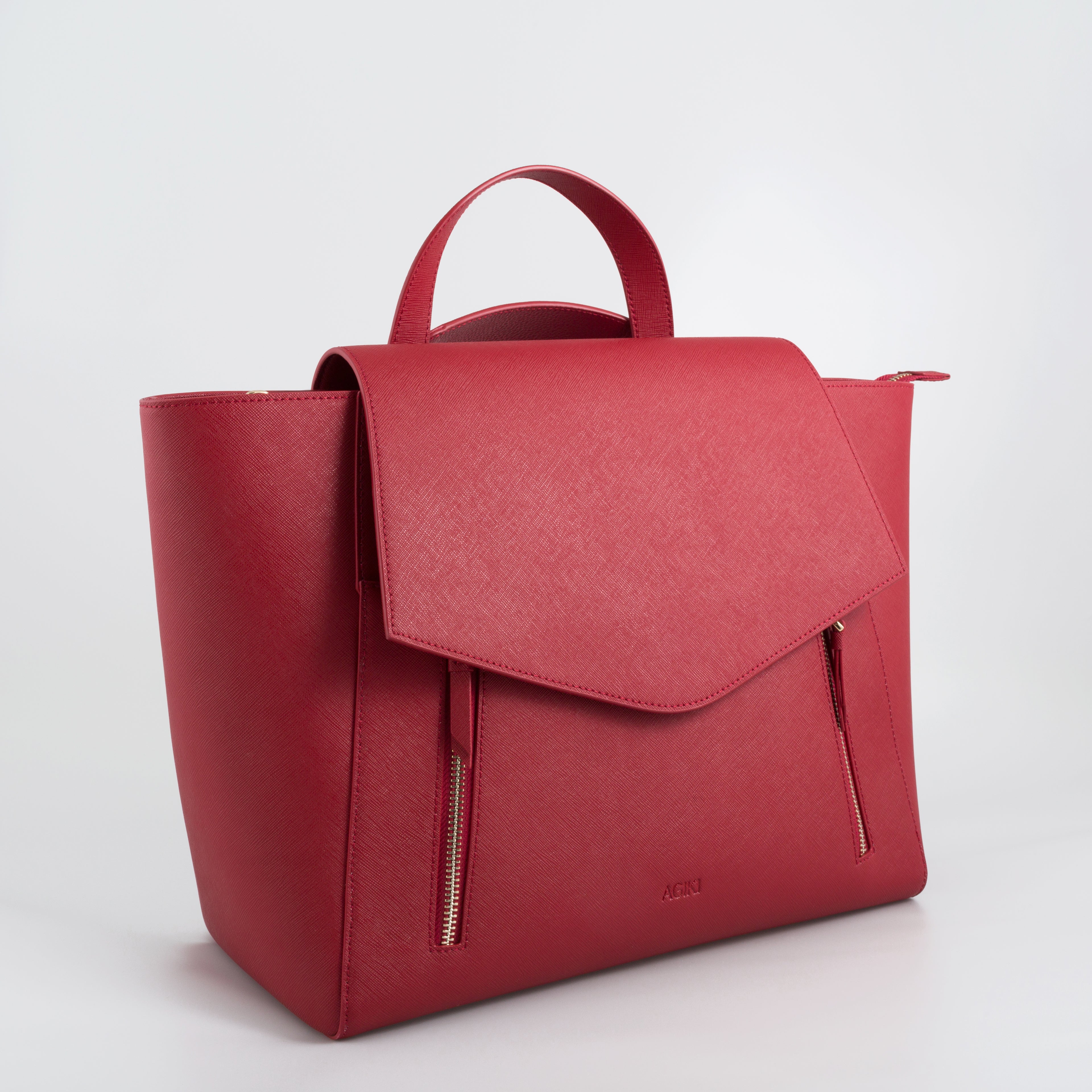 AGIKI Classic convertible leather laptop work bag for women with adjustable straps and stylish design. 